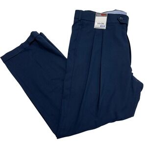 TravelSmart Roundtree & Yorke Mens 38x29 Navy Blue Classic Fit Pleated Pants NWT